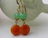 Playful Carnelian and Czech Glass Earrings