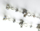 Labradorite Gemstone and Sterling Silver Long Earrings - Simple Wire Wrapped Earrings