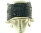 Vintage Style Cloche Hat - 1920s Straw Hat - Light Taupe