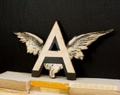 Cherub Wing Letter A Vintage Inspired -  Wood Wall Decor