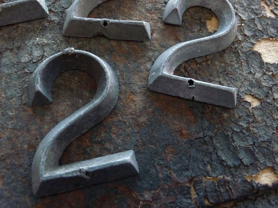 Antique Number 2 Marker Tag Art Deco Retro Mid Century Vintage Hardware No TWO
