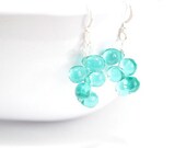 Teal Dangle Earrings, Funky Earrings, Minimalist Teardrops, Sterling Silver Drops Sea, Ocean, Spring Fashion Gift For Her