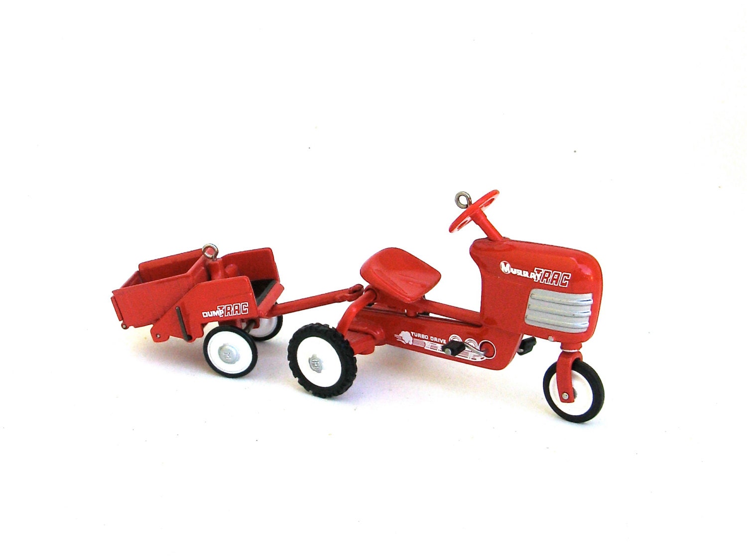 murry dump trac  ...    vintage toy tractor and cart