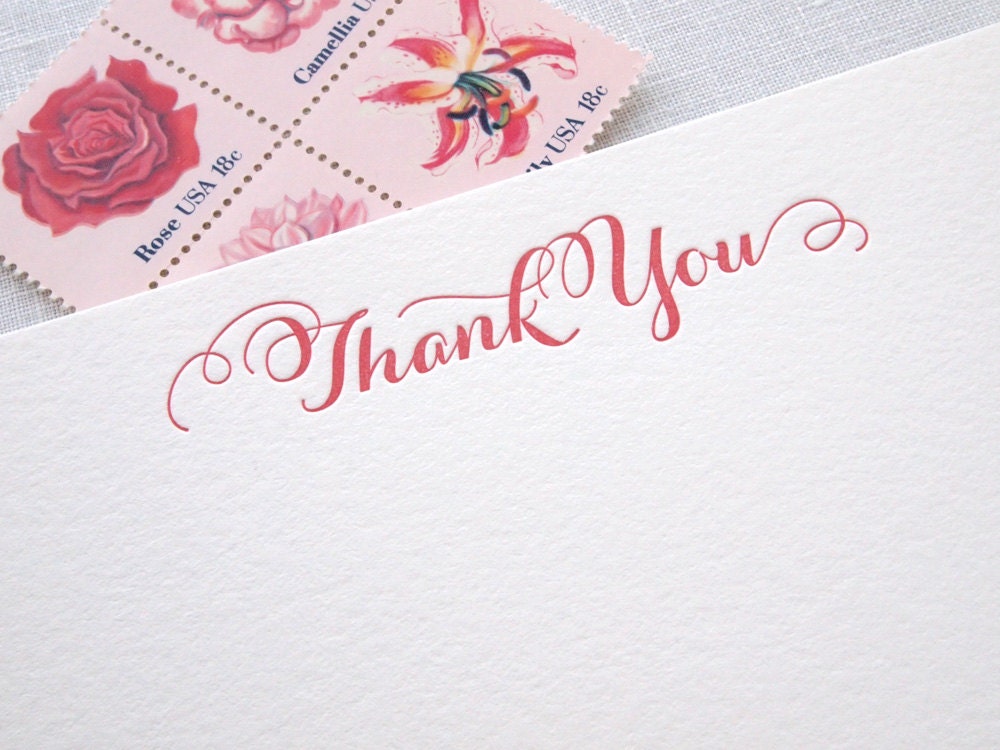 Curlicue Letterpress Thank You Notes - Set of 6 Flat Stationery