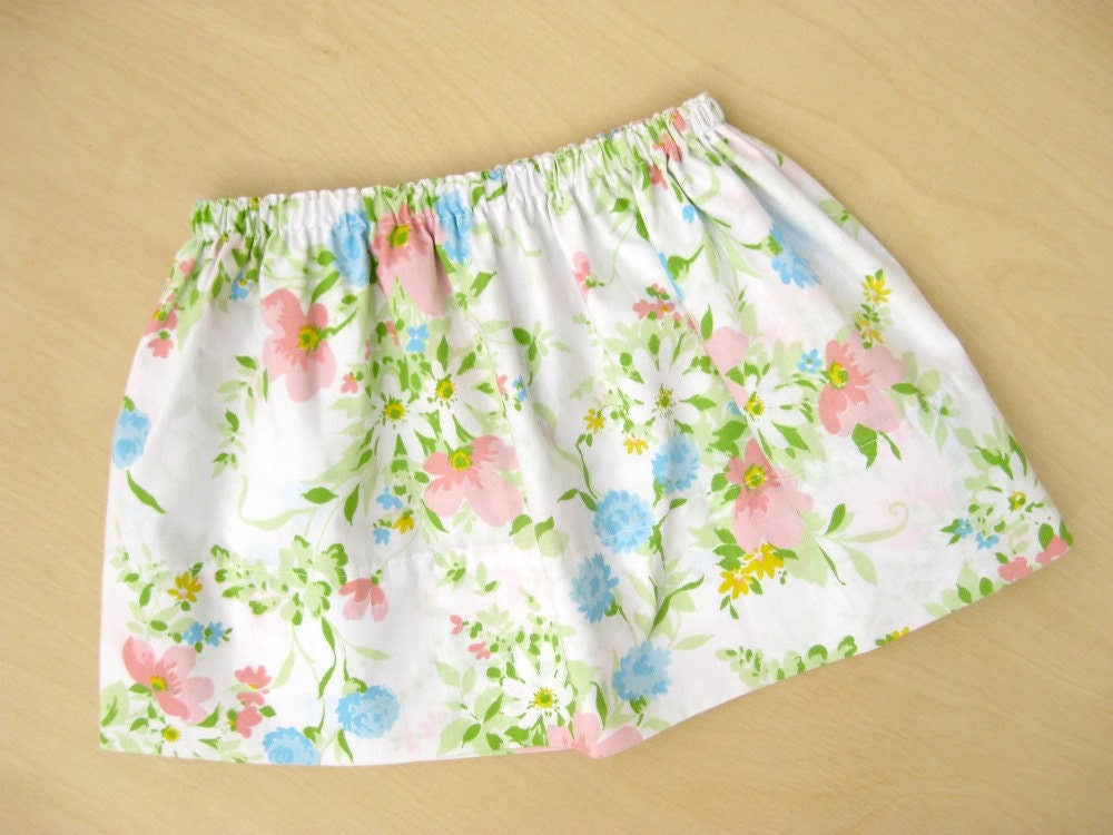 Upcycled Pillowcase Toddler Skirt Spring Flowers 4T
