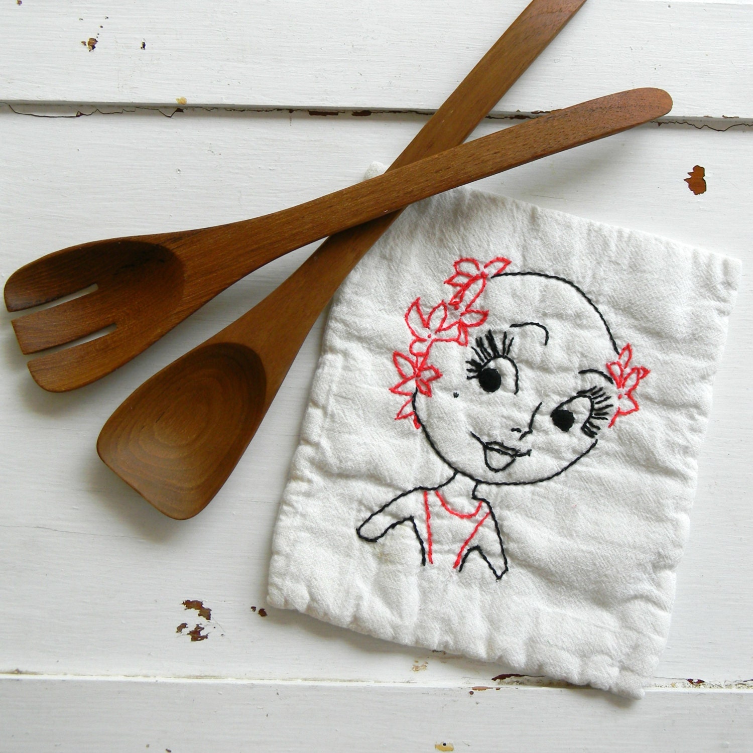 vintage embroidered hot pad