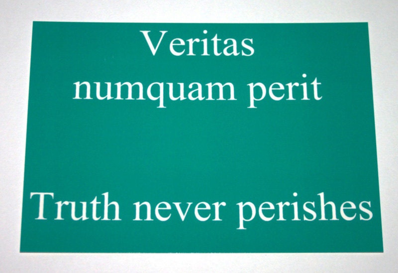 Truth never perishes - Teal inspirational latin quote postcard