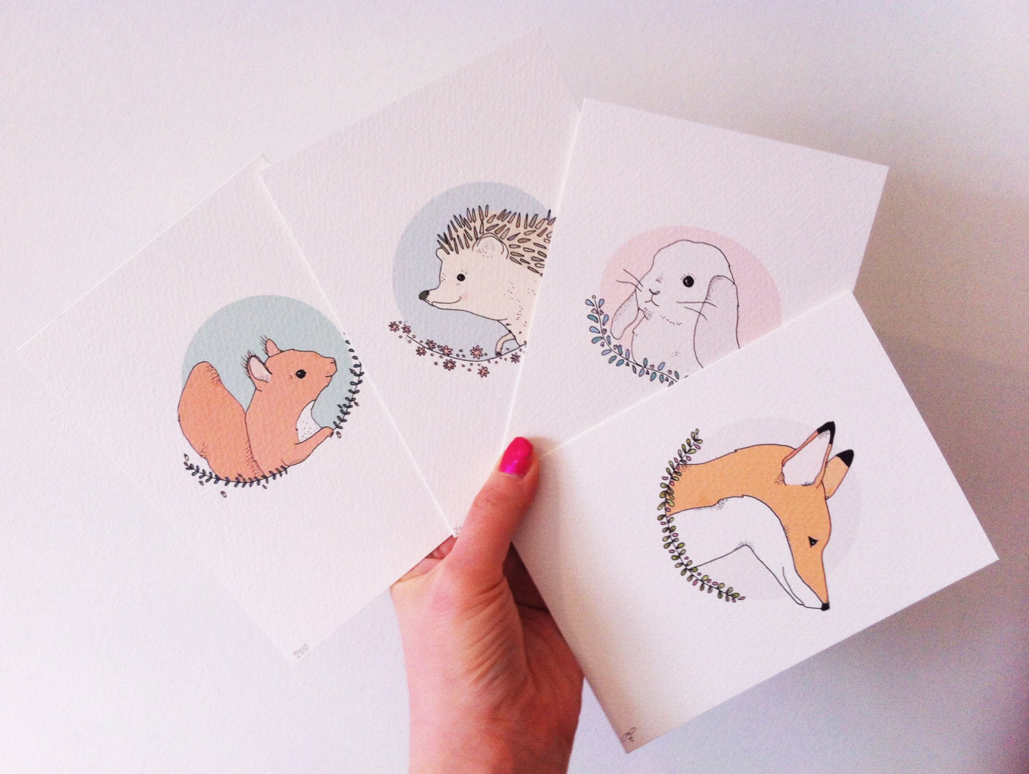 Woodland Creatures Mini Prints - Set of Four