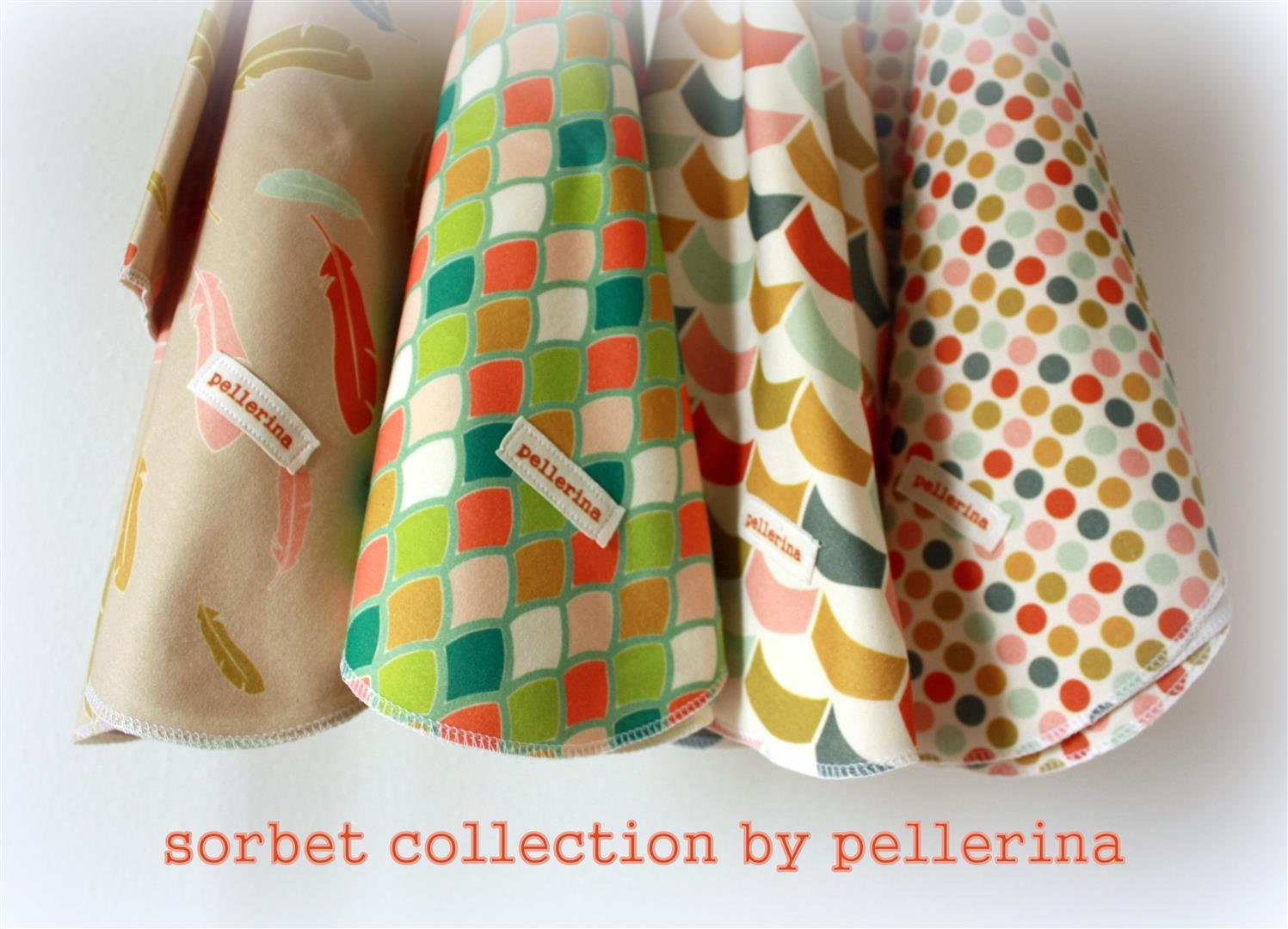 NEW Sorbet Collection..Pellerina Organic Cotton Swaddle Blankets.. made to order. choose design