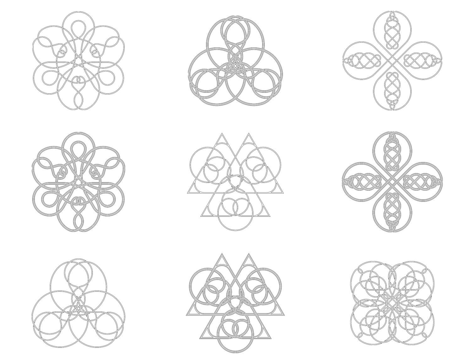 Celtic Knot Coloring Book - PDF - Sacred Stars - 21 designs, 2 versions of each design