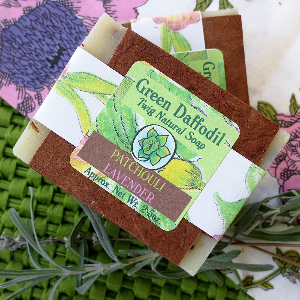 Patchouli Lavender Bar of Soap - Green Daffodil - Twig Natural Soap