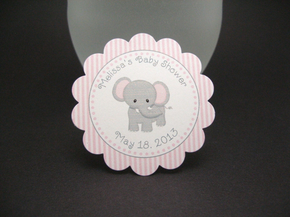 Elephant pink striped tags - by Just Scraps N Things
