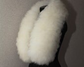 Felted Scarf Collar Fur Free Ahimsa Fur Long Scarf White Pure Wool OOAK