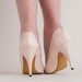 1980s Pale Pink Leather High Heel Shoes - 80s Womens Pastel Pump - US 9