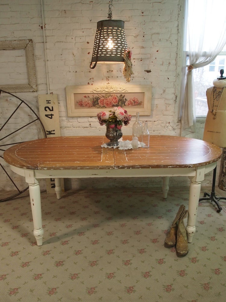 Painted Cottage Chic Shabby  Farm Table