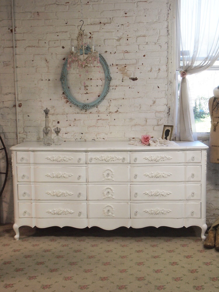 Painted Cottage Chic Shabby White French Dresser DR86