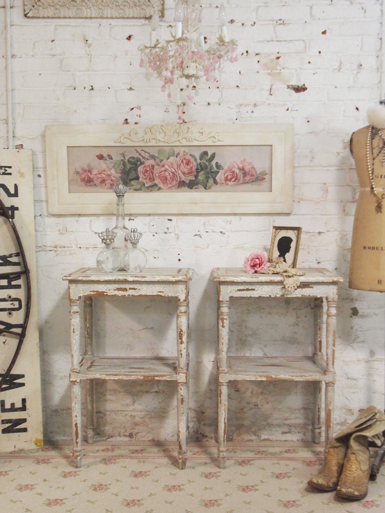 Painted Cottage Chic Shabby White Romantic French Night Table NT148