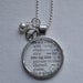 Vintage Dictionary  Necklace Pendant IMAGINE with Peace charm