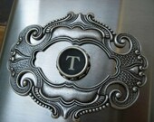 Antique Typewriter Key Flask - Stainless Steel Flask - 6oz - Art Nouveau - Vintage Inspired - Letter T