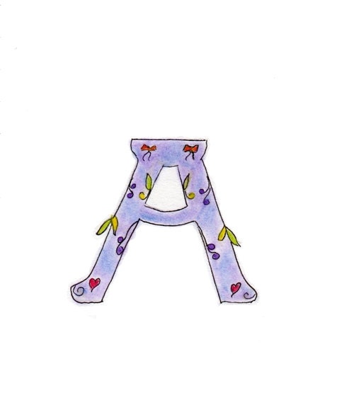 Letter A    Set of Five Note Cards with Matching Envelopes