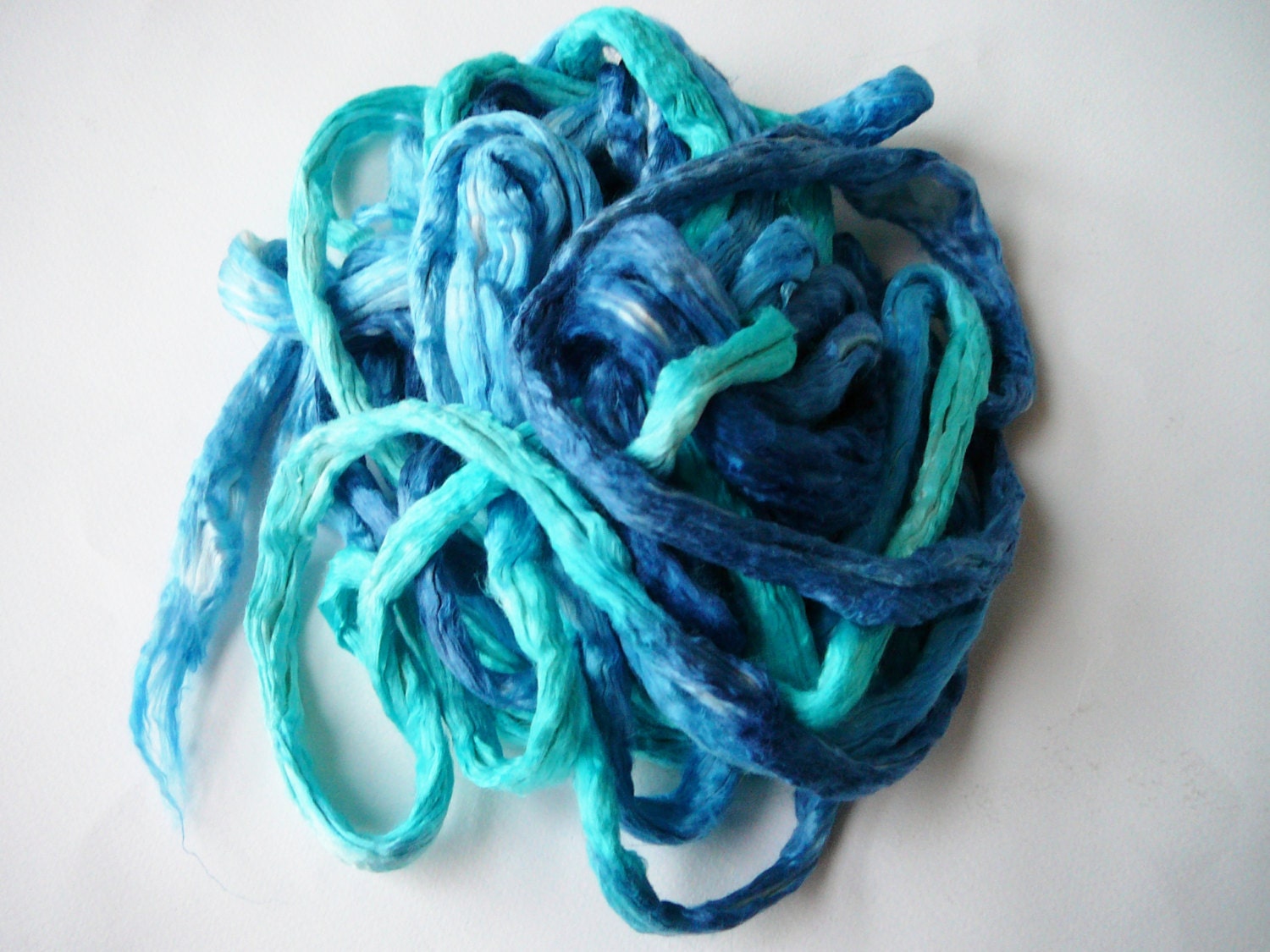 Hand painted mulberry silk roving  Rocks and Shoals 1.6 oz