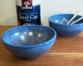 Blue Pottery Cereal Bowls - Set of Two