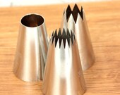 Jumbo Frosting Tips Set of 3 - Open Star, Plain and French Decorating Tubes