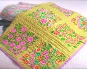 Hand quilted baby quilt lap quilt original design, Kaffe Fassett