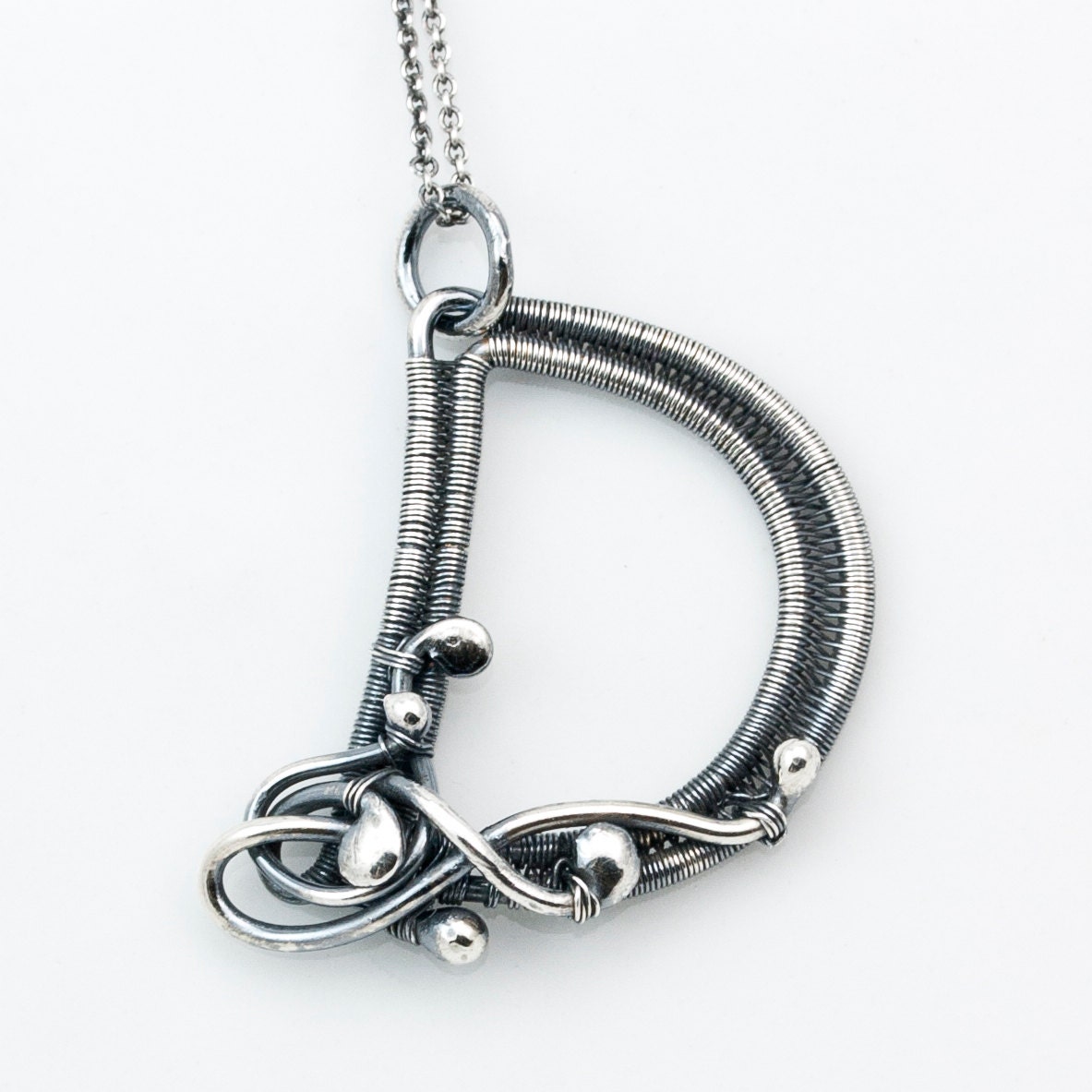 Fine Silver Monogram Initial Pendant - Letter D Pendant - Initial Jewelry