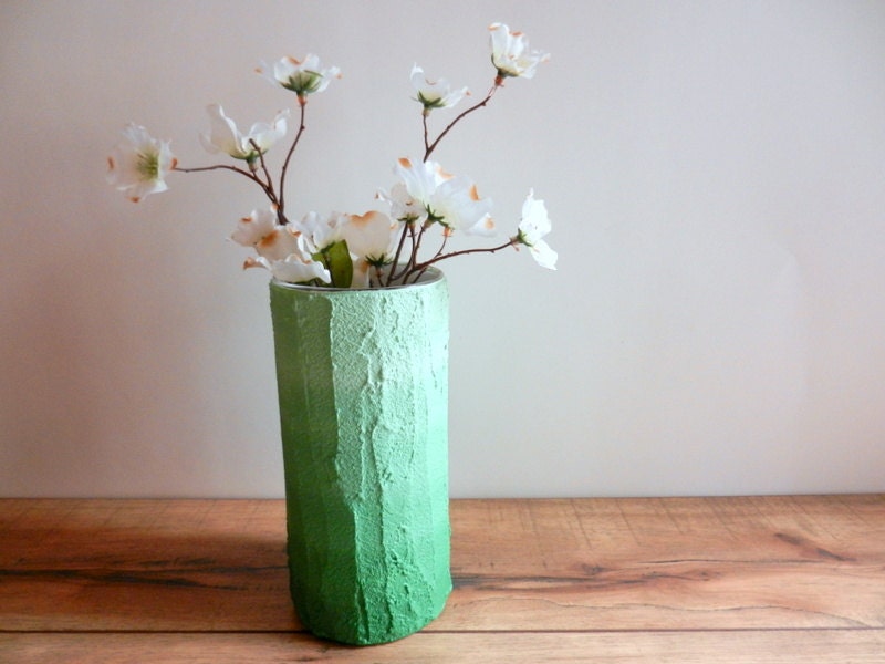 Green ombre Vase / Green home decor / handcrafted vase / green flower vase / cylinder vase - CarriageOakCottage