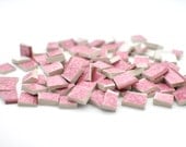 Broken China Mosaic Tiles - Recycled Plates - Sponge Paint Finish - Pink - Set of 100