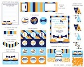 Sneaker and Bow Tie Invitation and Party Set - Cupcake Toppers, Label Cards and more - DIY printable