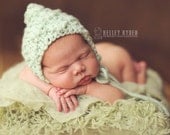 Newborn Elf Bonnet - "Marquis" in Water Mist, Newborn Photo Prop, Baby Boy Bonnet, Baby Girl Bonnet, Unisex, Newborn Bonnet