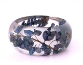 Botanical Statement Bangle. Blue Contemporary Jewelry.  Handmade Modern Chunky Bracelet.  Unique Art.  Bracelet.