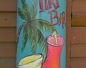Tiki Bar painted Roof Ridge Tile Sign - Salvaged from New Orleans- Recycled art