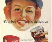 1952 COCA COLA COKE Vintage Ad - Original Back Cover from October 1952 National Geographic Magazine