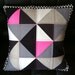 Modern Quilted Neon Pink, Black and Grey Geometric Pillowcase