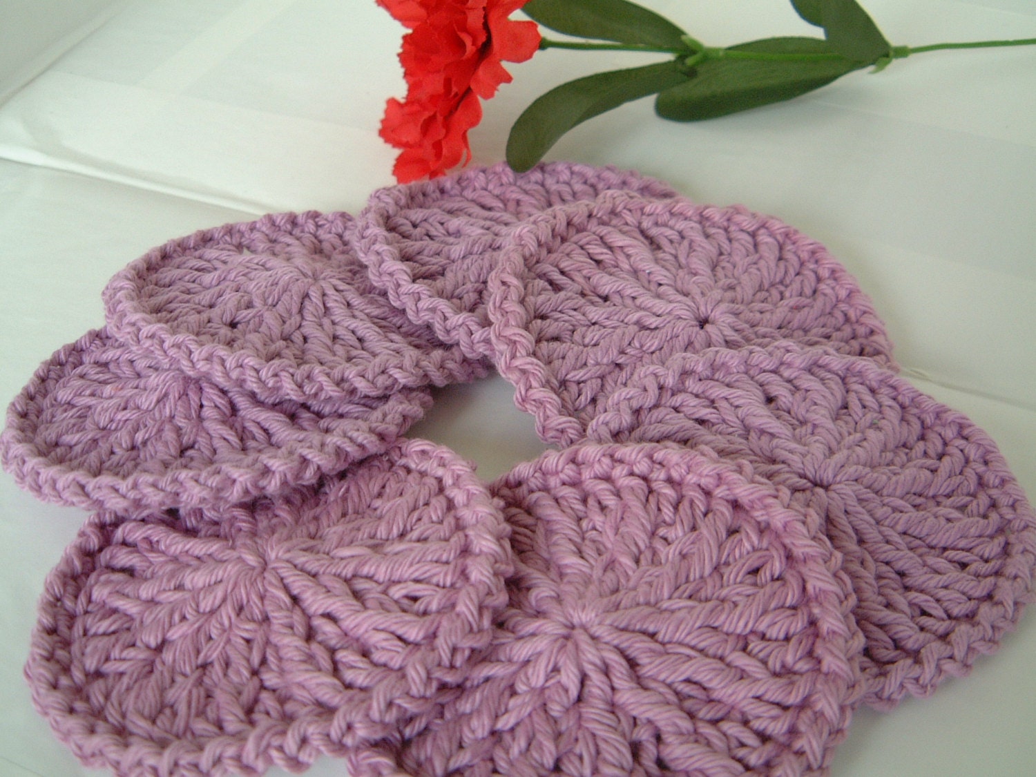 Jasmine Cotton Scrubbies, Facial Cloth, Crochet Make up Remover, Pkg of 7