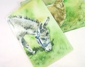 Grazing Donkey, Original Painting, Animal Art