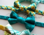 Little Guy Spring Easter Bow Tie - Teal Green Yellow Collection - (Newborn-10 years) - Baby Boy Toddler- Custom Order - Photo Prop