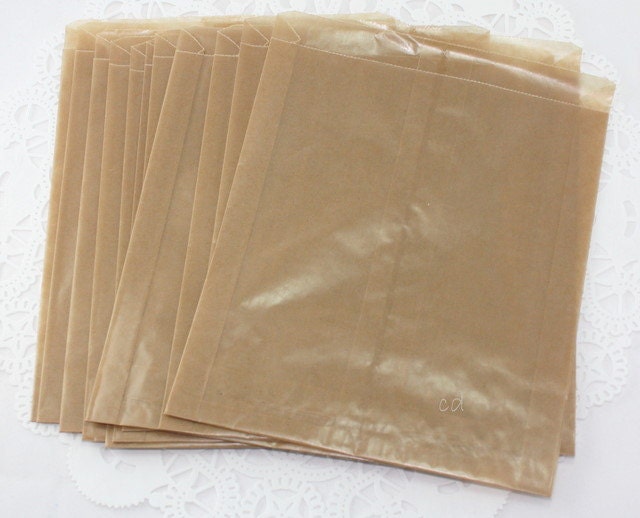 QTY 50 Brown Wax Paper Bags - 8"  x 6  x 2 3/4" - Food Safe, Eco-Friendly Kraft  Made in USA