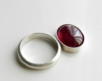 Ruby Ring.  Red Stone Ring in Sterling Silver.  July Birthstone. Ruby Valentines Ring.