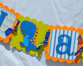 Dinosaur theme I am One Highchair Birthday Banner