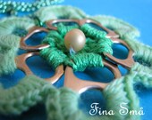 Recycled Crocheted Soda Tab Flower Necklace Spring Green