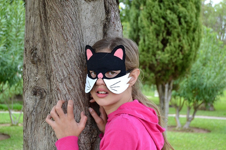 Black Cat Kid Animal Mask Children Carnival Mask Dress up Costume Accessory, Boys, Girls, Toddlers Felt Pretend Play Toy