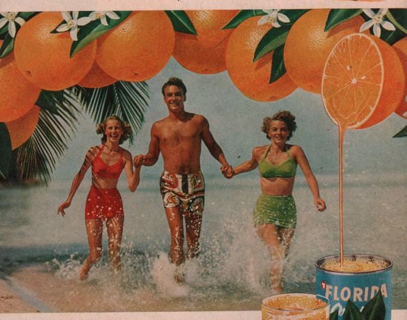 vintage florida orange juice beach 1947 advertisement