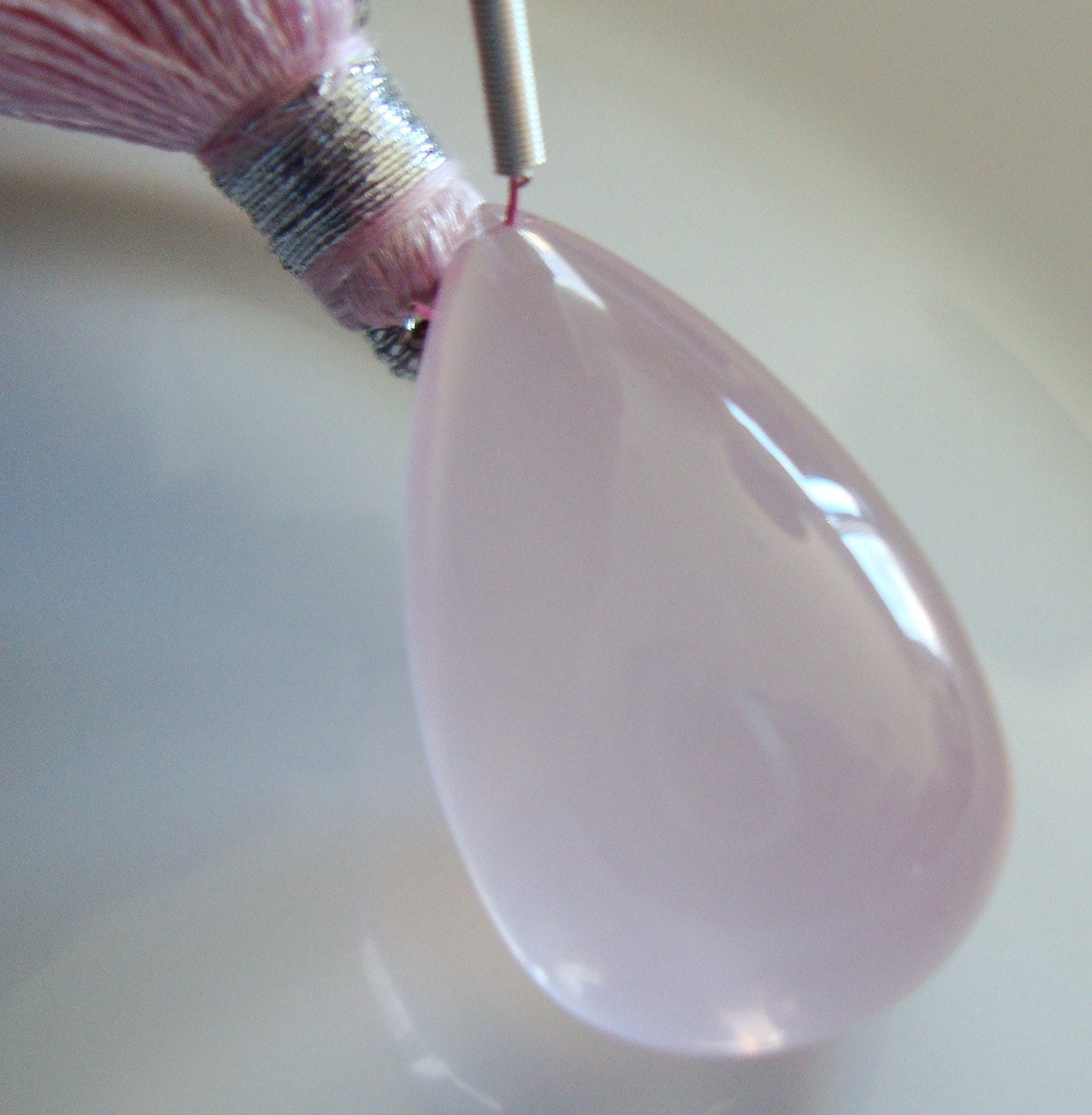 Out of this World AAA  Rose Quartz One Large Smooth Polished Teardrop Pendant  Briolette  LUXE