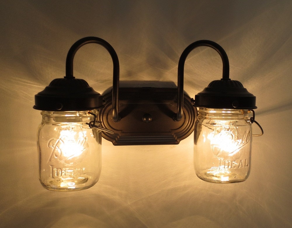 Vintage CLEAR Canning Jar DOUBLE Sconce