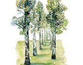Betulle-Landscape painting-Watercolor-Archival Print from my original watercolor  11x14 inch