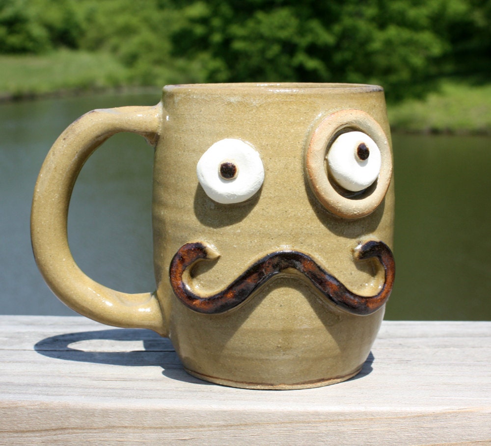 Monocle and Mustache Mug. Funny Ironic Coffee Cup